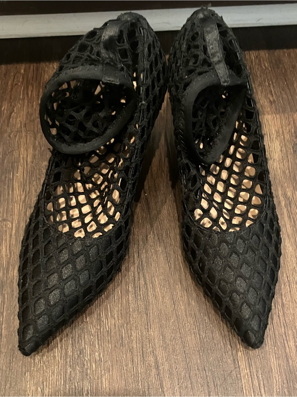 Zara Fishnet Ankle Heels Size 7.5 - Picture 2 of 3